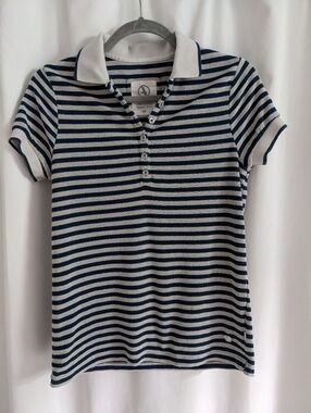 Aigle French Terry Striped Short Sleeve Polo Collar Tee Size 38 Small